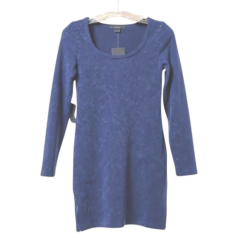 Blue Bodycon Mini Dress Women's S Long Sleeve Stretch Y2K 90s NWT Forever 21 - Picture 2 of 7